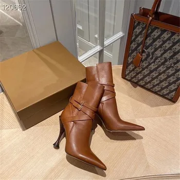 Autumn and winter women's shoes British style leather short boots pointed high heel boots belt buckle knight boots fashion
Autumn and winter women's shoes British style leather short boots pointed high heel boots belt buckle knight boots fashion