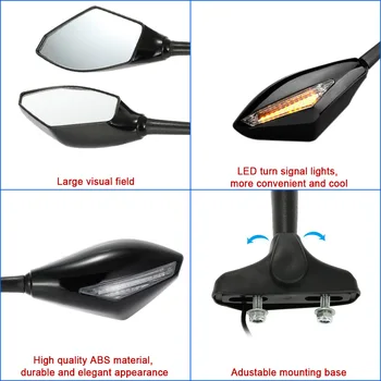 Hot Pair of Universal Motorcycle Rearview Mirror Motorbike Side View Mirrors with LED Turn Signal Light for Honda Yamaha
Hot Pair of Universal Motorcycle Rearview Mirror Motorbike Side View Mirrors with LED Turn Signal Light for Honda Yamaha