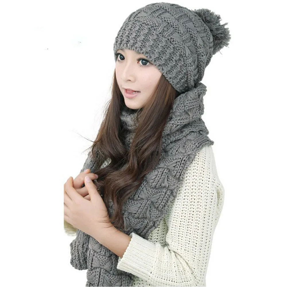 

Best Selling Women Hat Scarf Winter Warm Woolen Knit Hood Scarf Shawl Caps Hats Suit Drop Shopping шапка и снуд для девочки sea4