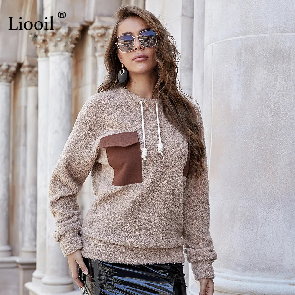 Casual Apricot Sweatshirt Women 2020 Patchwork Pockets Drawstring Long Sleeve O Neck Female Autumn Winter Top And Pullovers
Casual Apricot Sweatshirt Women 2020 Patchwork Pockets Drawstring Long Sleeve O Neck Female Autumn Winter Top And Pullovers