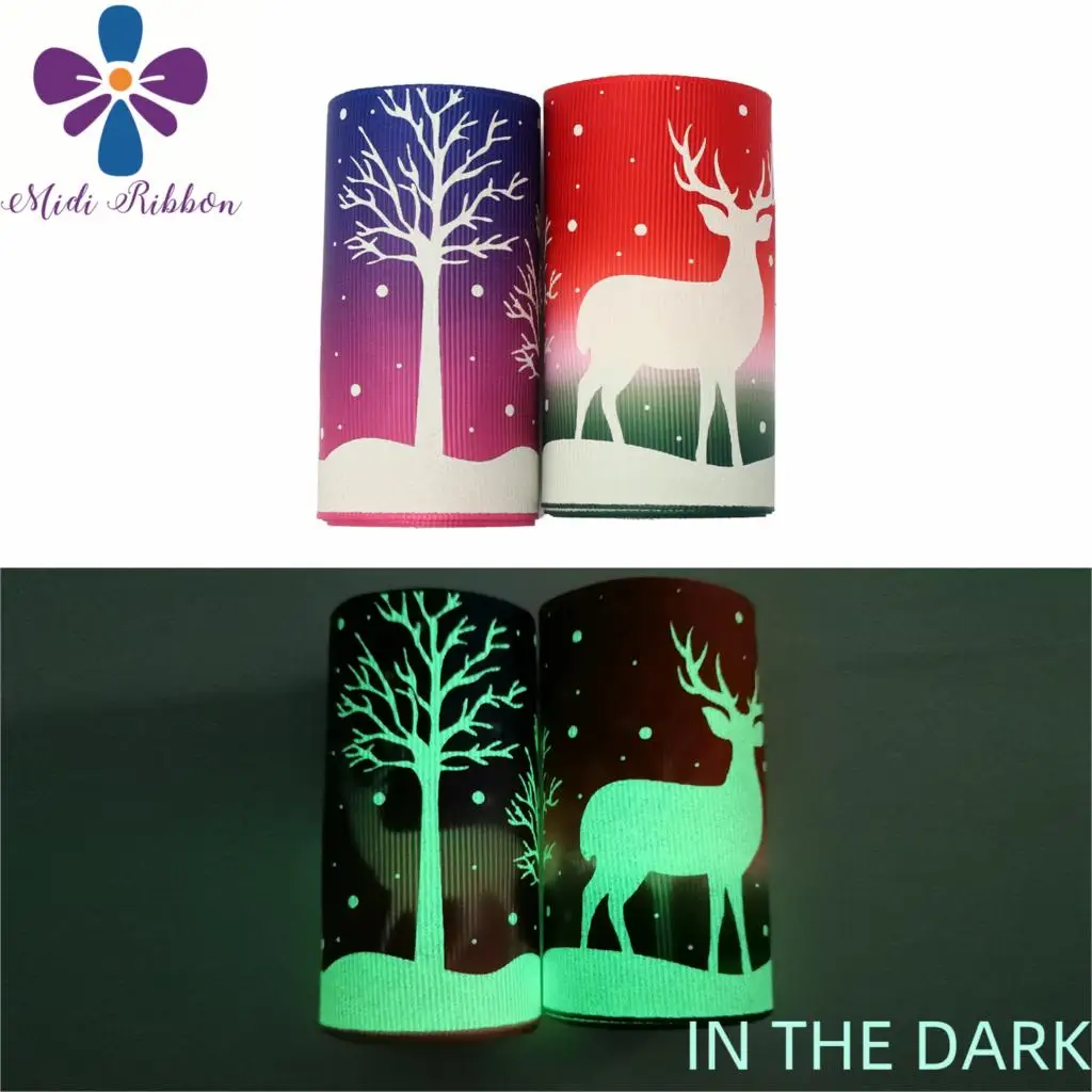 3"75mm White Ink Printing Glow in the Dark Cartoon Elk Snow Gradient Color Printed Grosgrain Ribbon DIY Christmas 50yards/roll
3"75mm White Ink Printing Glow in the Dark Cartoon Elk Snow Gradient Color Printed Grosgrain Ribbon DIY Christmas 50yards/roll