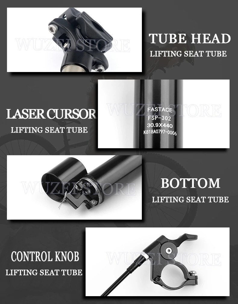 FASTACE MTB Height Adjustable Air Seatpost Dropper 30.9/31.6mm 440mm Internal Routing External Cable Remote 125mm Travel Seat FASTACE MTB Height Adjustable Air Seatpost Dropper 30.9/31.6mm 440mm Internal Routing External Cable Remote 125mm Travel Seat