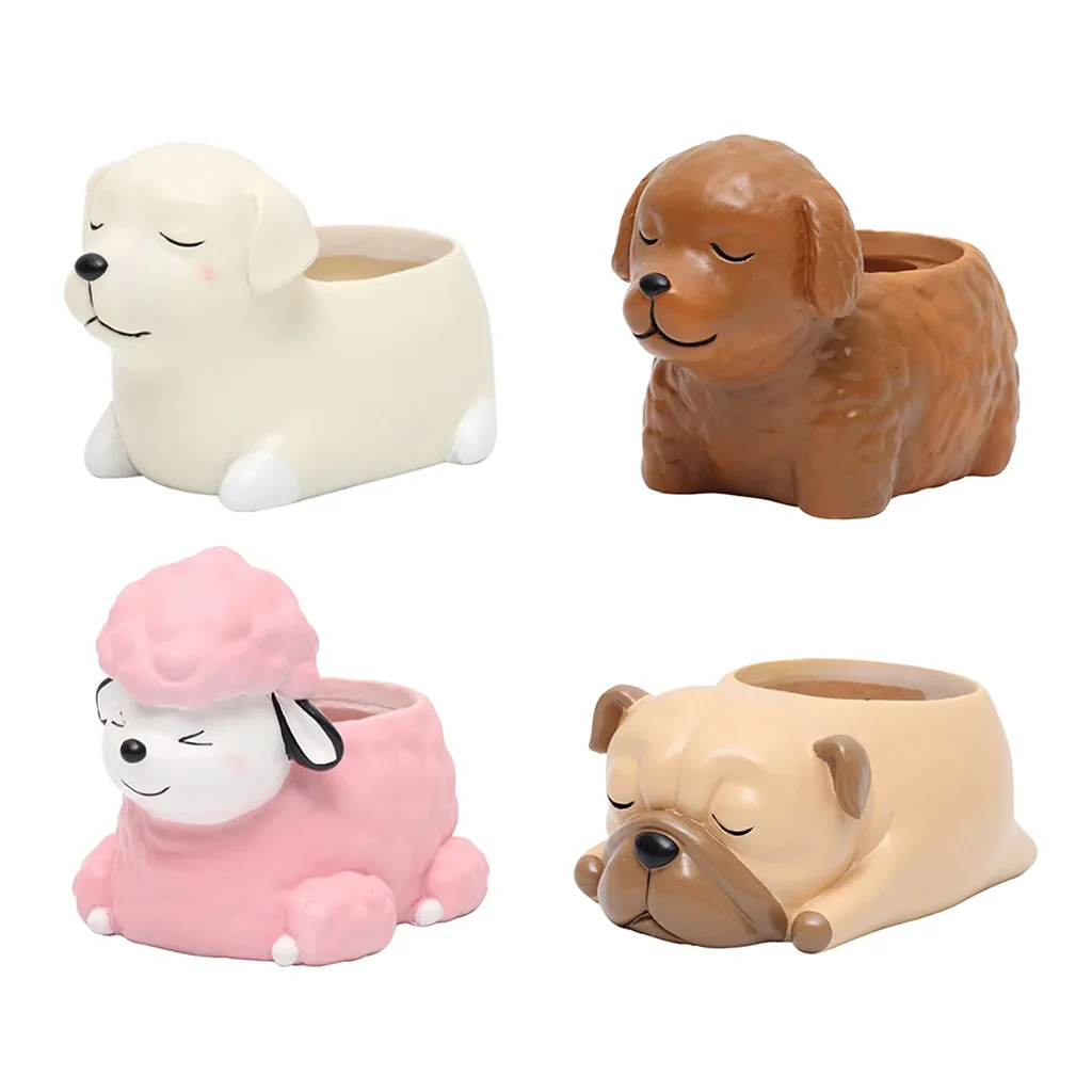 Cute Dog Animal Resin Succulent Planters Small Cactus Pot Cute Gifts for Home Office Cute Dog Animal Resin Succulent Planters Small Cactus Pot Cute Gifts for Home Office