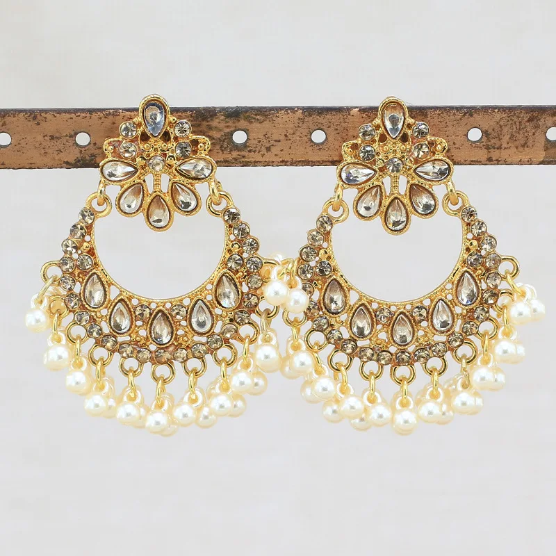 Новые золотые белые бусы ручной работы Таиланд цветок лотоса индийские Jhumki Jhumka