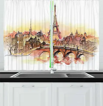 Eiffel Tower Kitchen Curtains France Themed Design Urban Sunset in Paris Illustration Print Window Curtain for Kitchen Cafe
Eiffel Tower Kitchen Curtains France Themed Design Urban Sunset in Paris Illustration Print Window Curtain for Kitchen Cafe