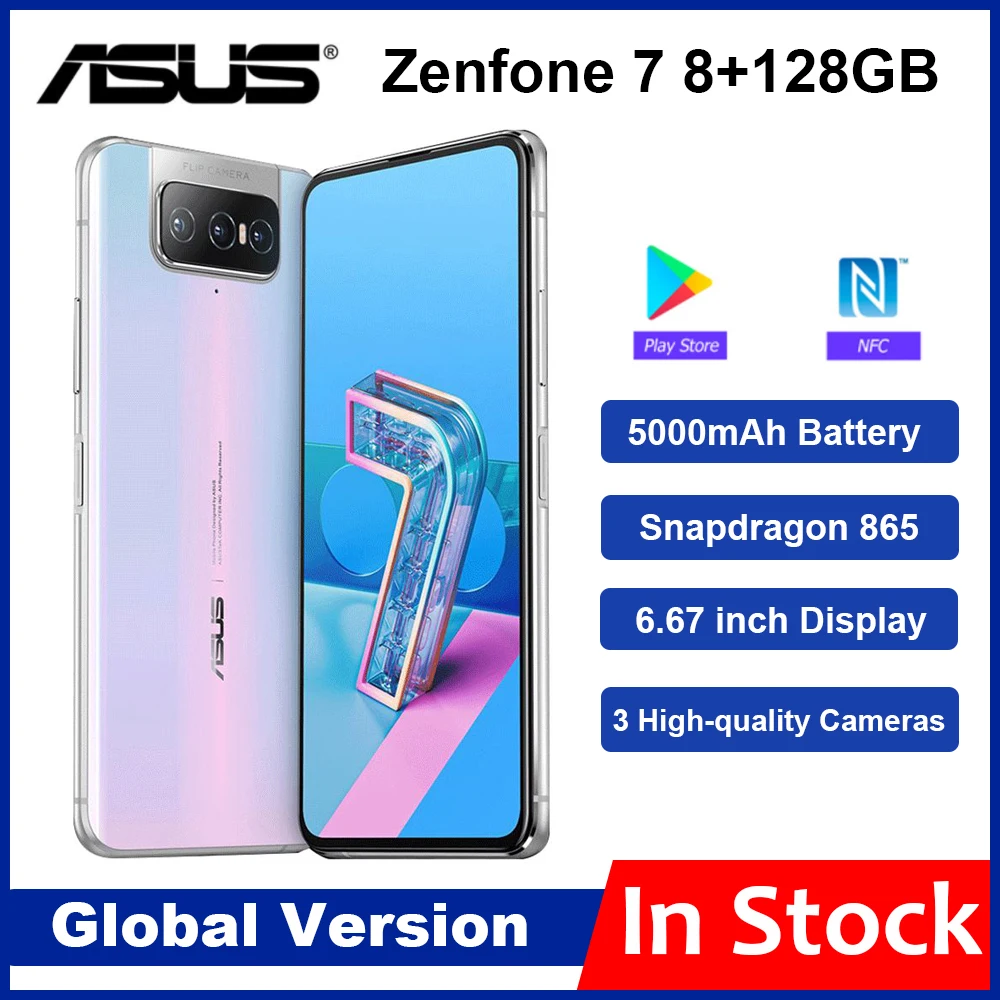 Новинка Смартфон ASUS Zenfone 7 8 ГБ ОЗУ 128 Гб ПЗУ телефон со встроенным Snapdragon 865 5000 мАч NFC