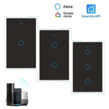 WIFI smart touch switch APP wireless remote control supports Google Home voice control AC110V 240V 1/2/3/4gang WIFI light switch
WIFI smart touch switch APP wireless remote control supports Google Home voice control AC110V 240V 1/2/3/4gang WIFI light switch
