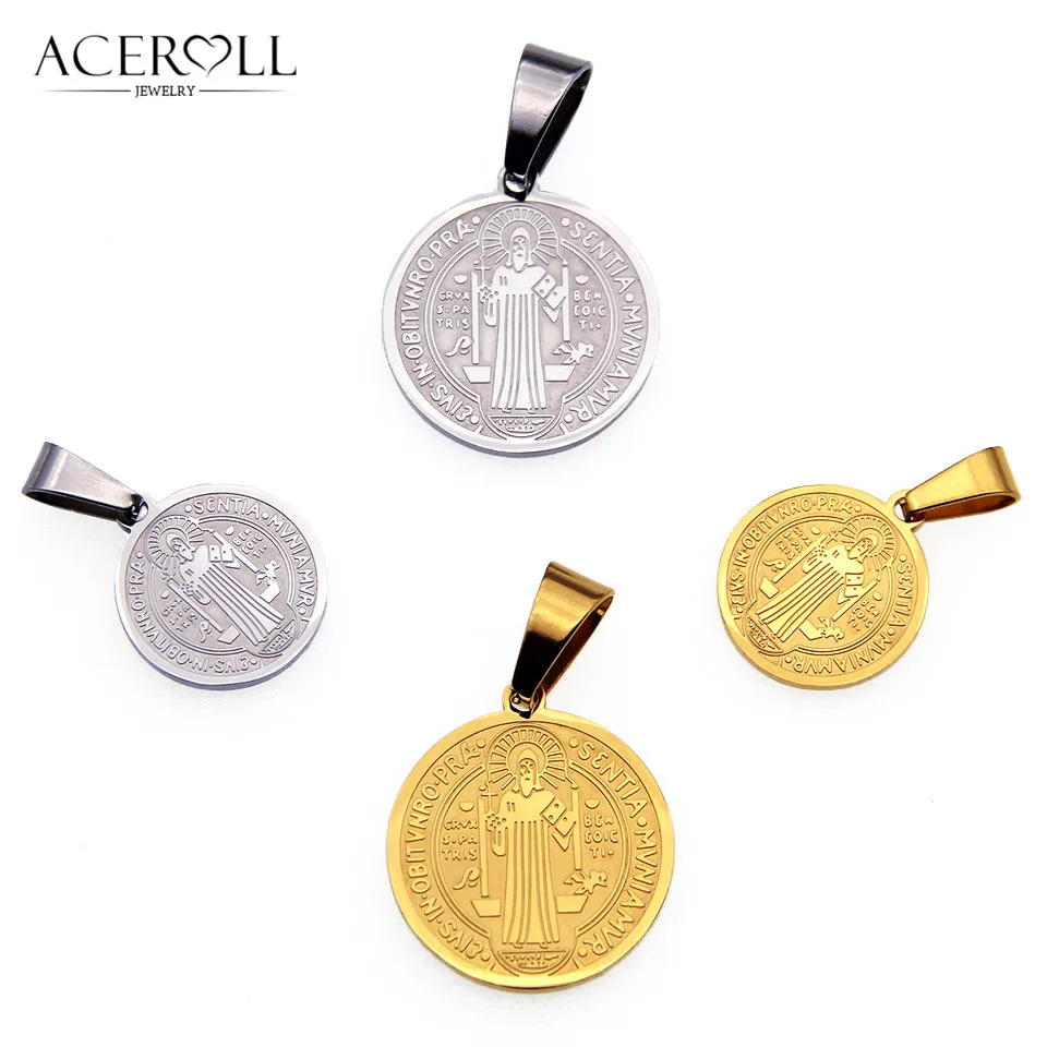 ACEROLL католическая круглая подвеска из нержавеющей стали с mедаль святого бенедикта для христианских