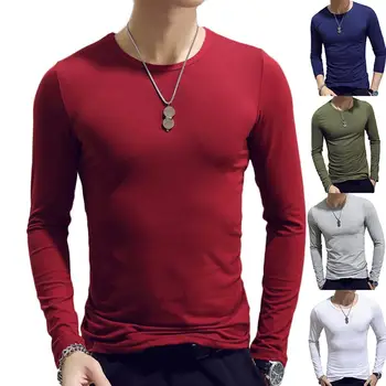 Casual Men Solid Color O Neck Long Sleeve Slim T-shirt Sports Bottoming Top 
Casual Men Solid Color O Neck Long Sleeve Slim T-shirt Sports Bottoming Top