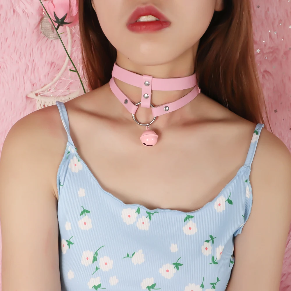 Fashion Sweet Pink PU Leather Collar Choker Adjustable Punk Necklace for Women Gift Jewelry Wedding Bride Party Club New Arrival Fashion Sweet Pink PU Leather Collar Choker Adjustable Punk Necklace for Women Gift Jewelry Wedding Bride Party Club New Arrival
