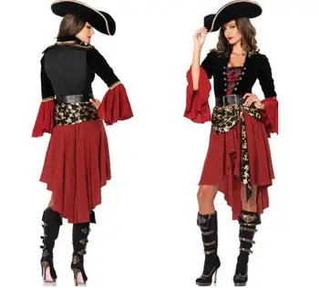 cosplay party pirates of the Caribbean clothes red women sexy uniform adult carnival halloween costume dress&hat&belt hot sell
cosplay party pirates of the Caribbean clothes red women sexy uniform adult carnival halloween costume dress&hat&belt hot sell