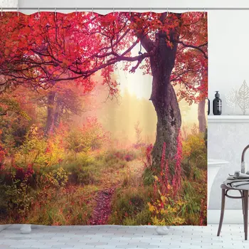 Landscape Shower Curtain Majestic Landscape with Colorful Autumn Trees Foggy Forest Ukraine Image Bathroom Decor Set with Hooks
Landscape Shower Curtain Majestic Landscape with Colorful Autumn Trees Foggy Forest Ukraine Image Bathroom Decor Set with Hooks
