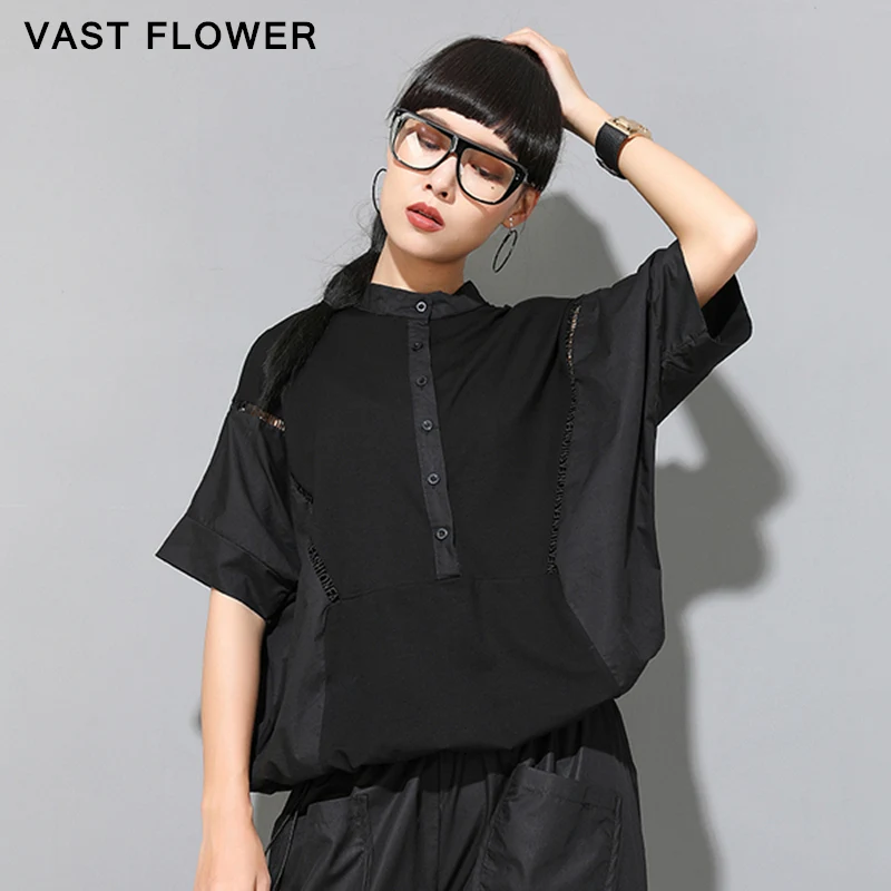 Women Black Patchwork Hollow Out T-Shirt New Stand Collar Short Sleeve Loose Casual Tee Shirt Tops Fashion Clothes 2022 Summer
Women Black Patchwork Hollow Out T-Shirt New Stand Collar Short Sleeve Loose Casual Tee Shirt Tops Fashion Clothes 2022 Summer