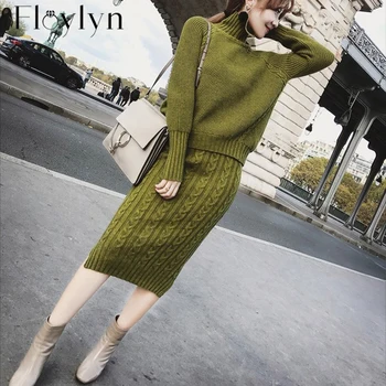 Soft Warm Knitted 2 Pieces Set Women Full Sleeve Turtleneck Sweater Pullovers & Twisted Pencil Skirt Female Sweater Set 2020
Soft Warm Knitted 2 Pieces Set Women Full Sleeve Turtleneck Sweater Pullovers & Twisted Pencil Skirt Female Sweater Set 2020