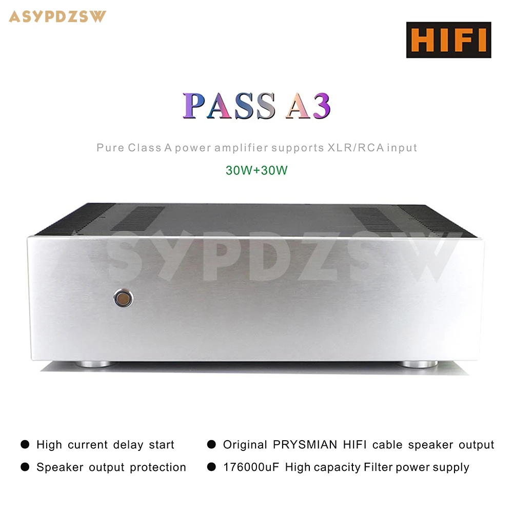 

PASS A3 HIFI Pure Class A power amplifier Support XLR balance/RCA Single-ended Input 30W+30W 8 ohm