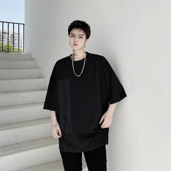 Male Streetstyle Hip Hop Gothic Loose Tees Shirts Couple T-shirt Men Lace Up Splice Casual Short Sleeve T Shirt 
Male Streetstyle Hip Hop Gothic Loose Tees Shirts Couple T-shirt Men Lace Up Splice Casual Short Sleeve T Shirt