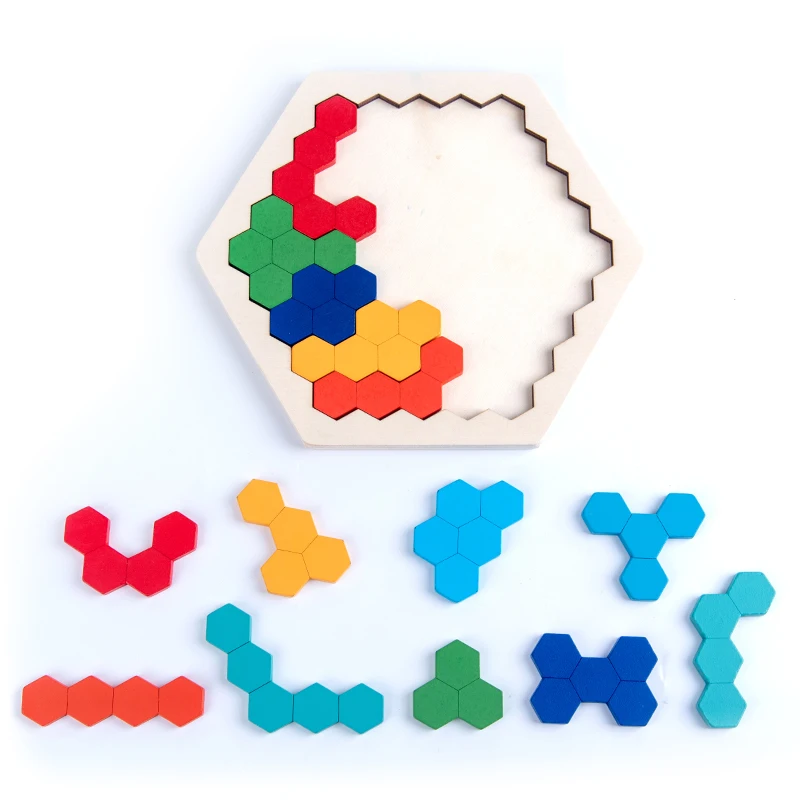 Wood Puzzles IQ Hexagon Puzzle Honeycomb Shape Tangram Board Toy Interesting Changeful Puzzle Toys for Children Adults Education
Wood Puzzles IQ Hexagon Puzzle Honeycomb Shape Tangram Board Toy Interesting Changeful Puzzle Toys for Children Adults Education