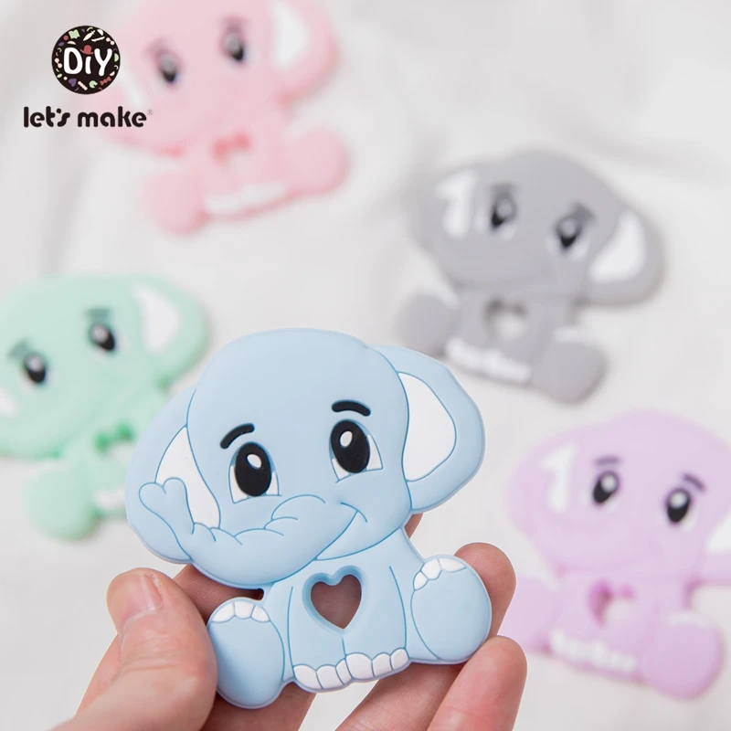 Let's Make 5pc/10pcs BPA Free Animal Silicone Teethers Elephant Baby Teething Product Food Grade Tiny Rod Shower Gifts Cartoon