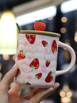 Korean Strawberry Pink Cute Mug Girl Creative Ceramic Mug Personalised with Lid Spoon Taza Ceramica Student Milk Mugs MM60MKB
Korean Strawberry Pink Cute Mug Girl Creative Ceramic Mug Personalised with Lid Spoon Taza Ceramica Student Milk Mugs MM60MKB