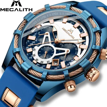 MEGALITH Mens Watch Quartz Watch For Men 2019 Relojes Para Hombre Chronograph Top Brand Blue Rubber Band Calendar Clock 8042
MEGALITH Mens Watch Quartz Watch For Men 2019 Relojes Para Hombre Chronograph Top Brand Blue Rubber Band Calendar Clock 8042