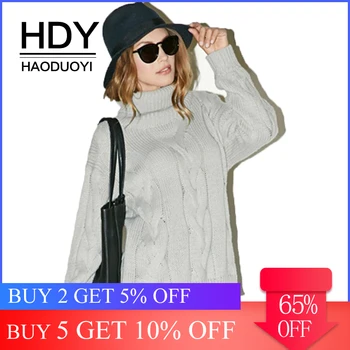 HDY Haoduoyi 2020 Fashion Solid Gray Sweaters Women Warp Knitted Fabric Casual Pullovers Female High Collar Long Sleeve Tops
HDY Haoduoyi 2020 Fashion Solid Gray Sweaters Women Warp Knitted Fabric Casual Pullovers Female High Collar Long Sleeve Tops