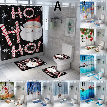 Bathroom set of four Christmas Print Toilet Bathroom Mat Three-Piece Floor Mat Carpet Set Home bathroom curtain non-slip carpet
Bathroom set of four Christmas Print Toilet Bathroom Mat Three-Piece Floor Mat Carpet Set Home bathroom curtain non-slip carpet