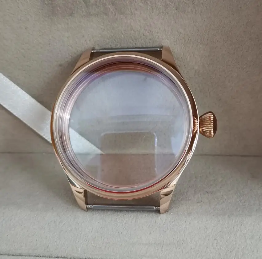 High quality 44mm Watch case Rose Gold 316L Stainless steel Diamond shape crown Pilot style Blue coating Mineral glass G007
High quality 44mm Watch case Rose Gold 316L Stainless steel Diamond shape crown Pilot style Blue coating Mineral glass G007
