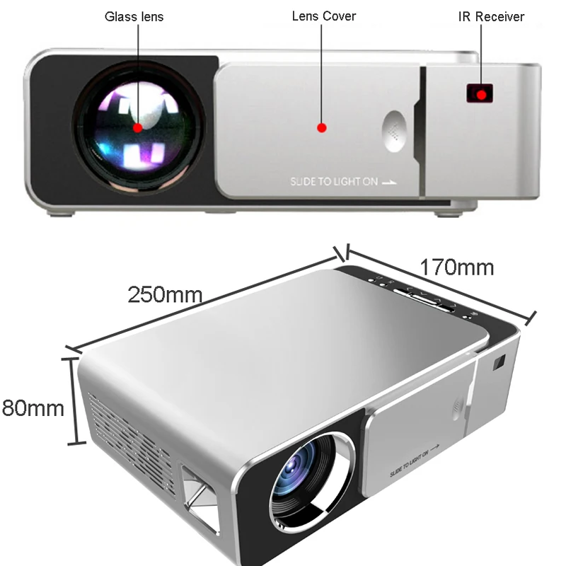 Портативный светодиодный проектор WZATCO T6 Android 9 0 Wi Fi 3000 люмен 720p поддержка HD 4K 1080p