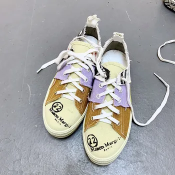 

20ss Top Quality Maison Margiela Paris Graffiti Printed Canvas Shoes Men Women Couples Non-slip Sneakers Low-cut Shoes Men