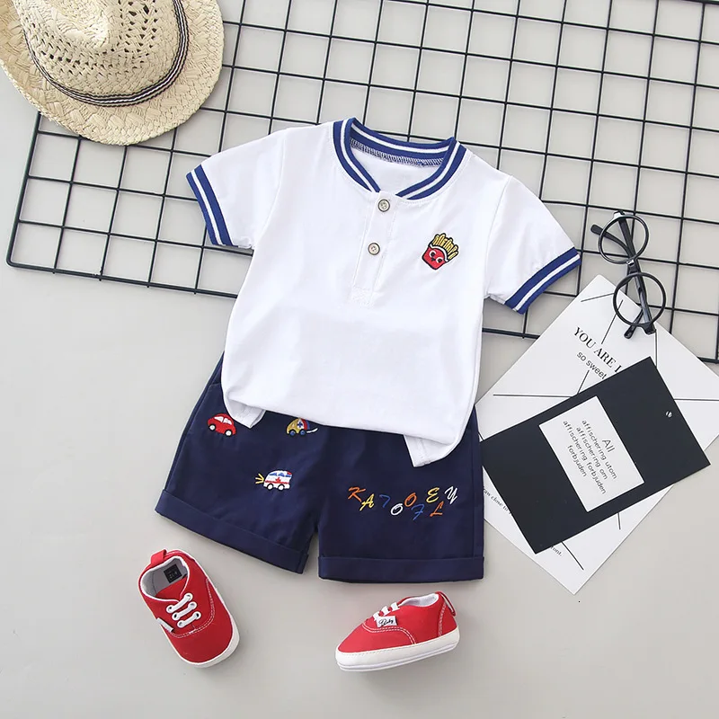 Комплект одежды для маленьких мальчиков летние хлопковые Модные топы и шорты