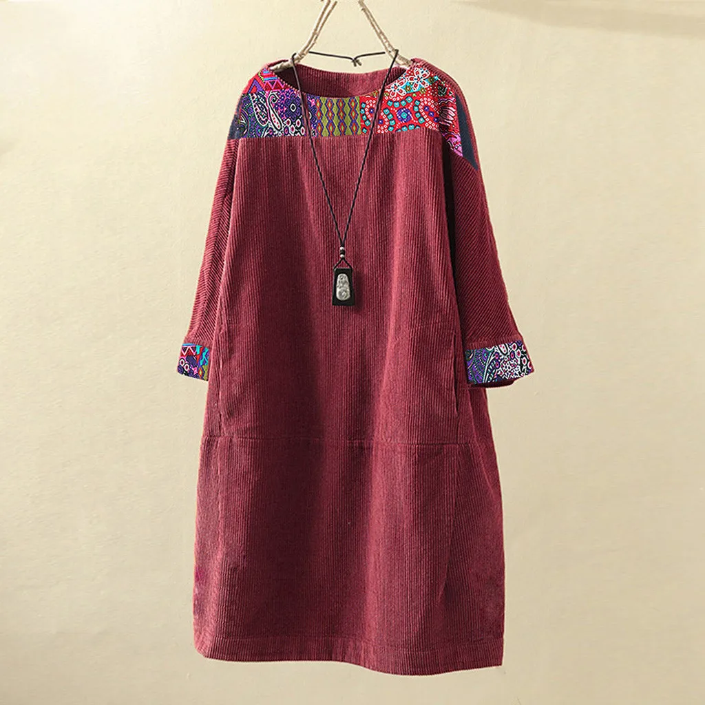 Plus Size Vintage Casual Women Dress Pockets Corduroy Solid Color Dress Long Sleeve Solid Dailywear Stylish Loose Women's Dress
Plus Size Vintage Casual Women Dress Pockets Corduroy Solid Color Dress Long Sleeve Solid Dailywear Stylish Loose Women's Dress