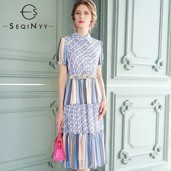 SEQINYY Runway Dress 2020 Summer Spring New Fashion Design Short Puff Sleeve Flowers Print Stripes Spliced Midi Dress Casual
SEQINYY Runway Dress 2020 Summer Spring New Fashion Design Short Puff Sleeve Flowers Print Stripes Spliced Midi Dress Casual