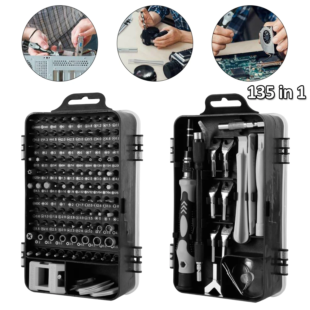 135 in 1 Screwdriver Set of Screw Driver Bit Set Multi-function Precision Screwdriver Bit Set for iPhone Fix Tool Repair Device
135 in 1 Screwdriver Set of Screw Driver Bit Set Multi-function Precision Screwdriver Bit Set for iPhone Fix Tool Repair Device