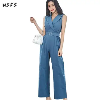 Summer Jumpsuits Blue Notch Sleeveless Bodysuit Office Ladies Suit Rompers Wide-legged Pants Womens Jumpsuit Playsuit Overalls
Summer Jumpsuits Blue Notch Sleeveless Bodysuit Office Ladies Suit Rompers Wide-legged Pants Womens Jumpsuit Playsuit Overalls