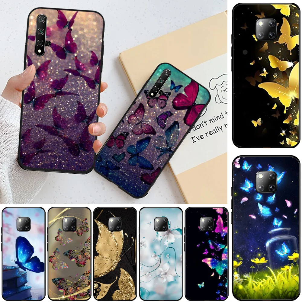 Reayou Butterfly dream черный мягкий чехол для телефона Honor 20 20lite view20 7C 8C 7A 8A 10i 20i PLAY 9X Pro |