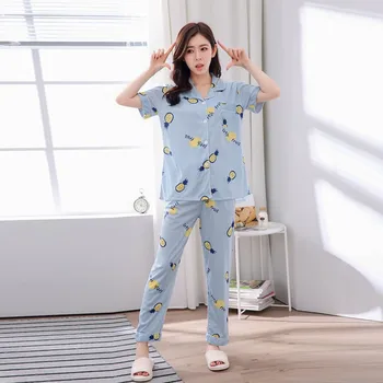 Sweet Summer Pajamas Set for Women Printed Short-sleeve Tops and Long Pants Sleepwear Cute Two Piece Set
Sweet Summer Pajamas Set for Women Printed Short-sleeve Tops and Long Pants Sleepwear Cute Two Piece Set