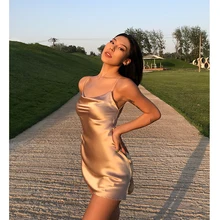 Sexy Dress Party Halter Vestidos Vestido Champagne Silk Women Sleeveless A-line Spaghetti Strap Summer & Club Above Knee, Mini
Sexy Dress Party Halter Vestidos Vestido Champagne Silk Women Sleeveless A-line Spaghetti Strap Summer & Club Above Knee, Mini