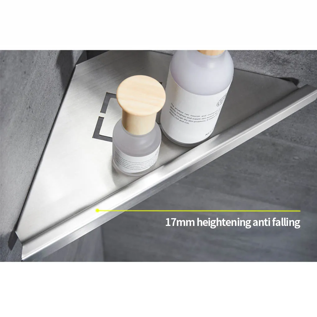 Description Picture 3 of itemBathroom Wall Shelf Shower Room Wall Mounted Shampoo Holder Stainless Steel Shelf Drainer Stripe