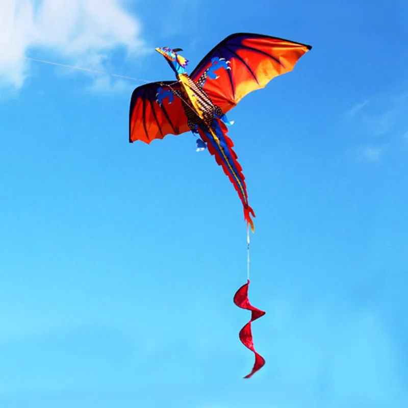 Фото Воздушный змей 3D Дракон 140 см кайт с одной линией и хвостом 100 м Спортивная уличная