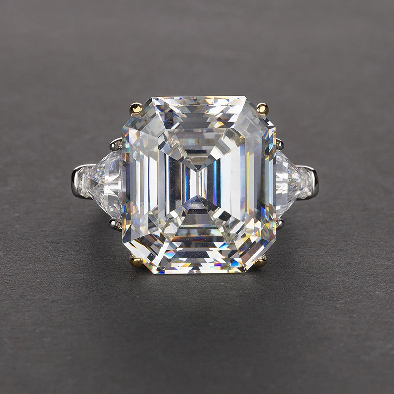 OEVAS 100% 925 Sterling Luxury 27 Carats Created Moissanite Wedding Rings For Women Sparkling High Carbon Diamond Fine Jewelry