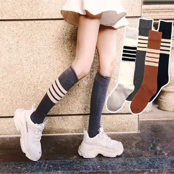 Women socks autumn winter calf socks lap knee Japanese korean preppy style Art Harajuku stripe Colourful cotton socks 
Women socks autumn winter calf socks lap knee Japanese korean preppy style Art Harajuku stripe Colourful cotton socks