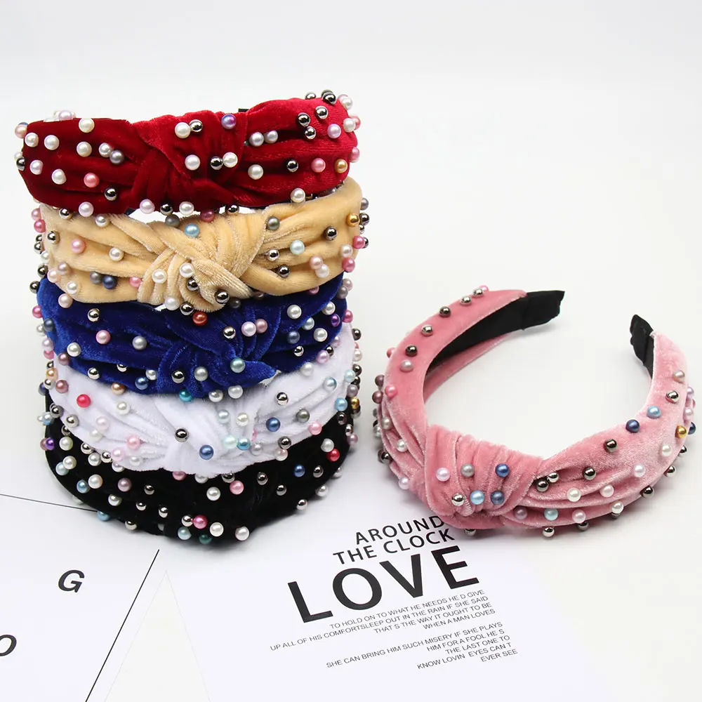 Color Pearl Velvet/Cloth Knot Headbands For Women Girls Twist Beads Hairbands Hair Hoop Handmade Pearl Velvet Hair Accessories
Color Pearl Velvet/Cloth Knot Headbands For Women Girls Twist Beads Hairbands Hair Hoop Handmade Pearl Velvet Hair Accessories