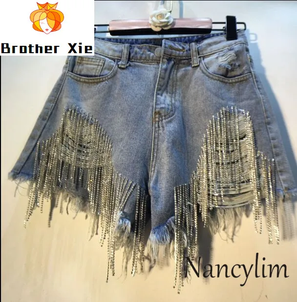 Summer Hot Pants Wonen European Style New Hand Diamond Bead Drill High Waist Slim Holes Jeans Shorts Girl Lady Beach Pants Femme 
Summer Hot Pants Wonen European Style New Hand Diamond Bead Drill High Waist Slim Holes Jeans Shorts Girl Lady Beach Pants Femme