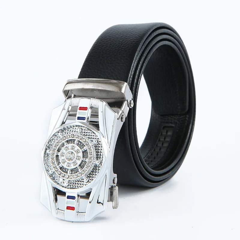 Cinturón de cuero con hebilla automática para hombre, cinturón de negocios de alta calidad, hebilla de cintura dorada, decoración de diamantes de imitación, cinturón de lujo 43 Ha9af4fe21f5444c59334b92c990097a6Y
