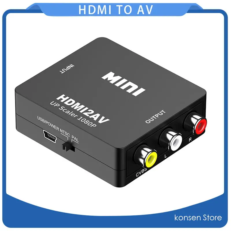 HDMI TO AV Scaler Adapter HD Video Composite Converter Box HDMI to RCA AV/CVSB L/R Video 1080P Mini HDMI2AV Support NTSC PAL New
HDMI TO AV Scaler Adapter HD Video Composite Converter Box HDMI to RCA AV/CVSB L/R Video 1080P Mini HDMI2AV Support NTSC PAL New