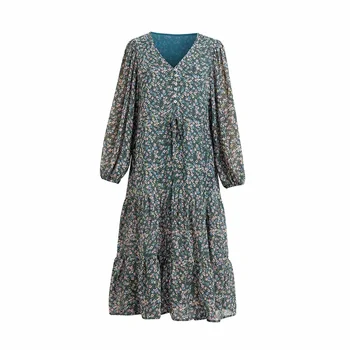 MG Women's 2020 Spring New V-neck Long Sleeve Bottom Floral Drawstring Lace Up Literary Retro Eustoma Dress
MG Women's 2020 Spring New V-neck Long Sleeve Bottom Floral Drawstring Lace Up Literary Retro Eustoma Dress