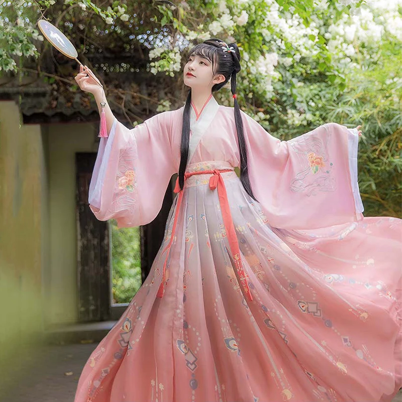 Костюм ханьфу Женский розовый костюм для китайского традиционного танца