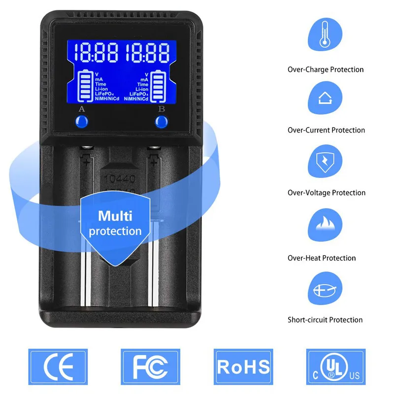 Smart Charger with Liquid Crystal Display for Lithium Ion Battery 18650 18490 18350 17670 17500 16340 14500 18650 accessories
Smart Charger with Liquid Crystal Display for Lithium Ion Battery 18650 18490 18350 17670 17500 16340 14500 18650 accessories