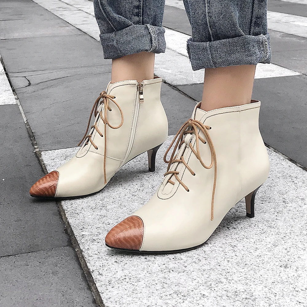 Plus Size 34-43 New Women Ankle Spring/Autumn Boots Genuine Leather Pointed Toe Lace Up Thin High Heels Shoes Sexy Fashion Boots
Plus Size 34-43 New Women Ankle Spring/Autumn Boots Genuine Leather Pointed Toe Lace Up Thin High Heels Shoes Sexy Fashion Boots