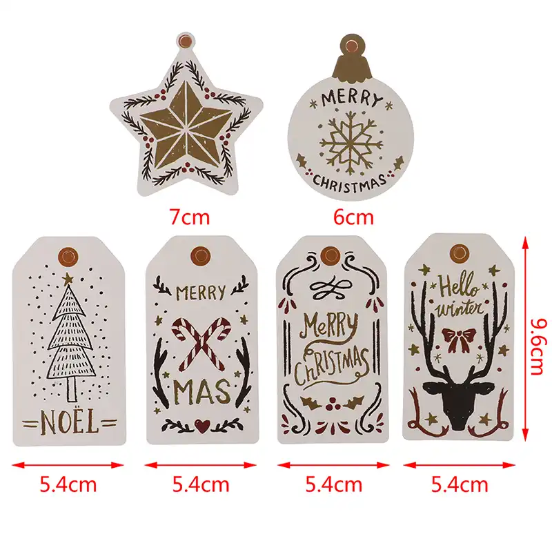 10 pcs diy kraft tags merry christmas labels gift wrapping paper